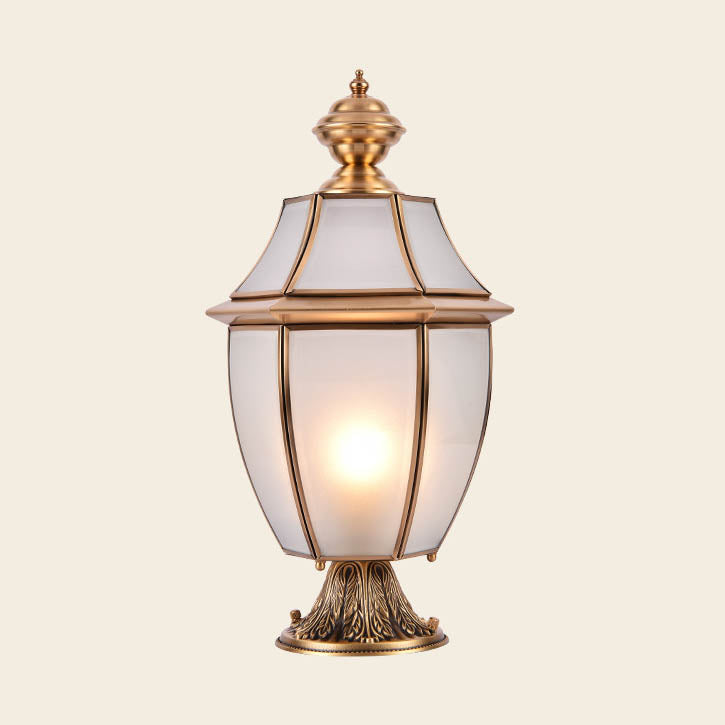 Moderne skandinavisk heksagonal klokke glass messing 1-lys utendørslampe for uteplass | Skanto
