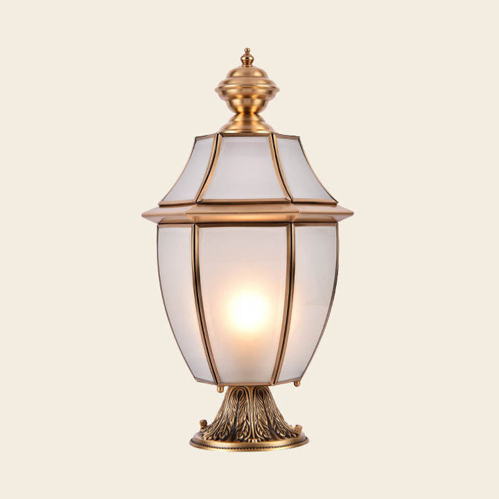 Moderne skandinavisk heksagonal klokke glass messing 1-lys utendørslampe for uteplass | Skanto