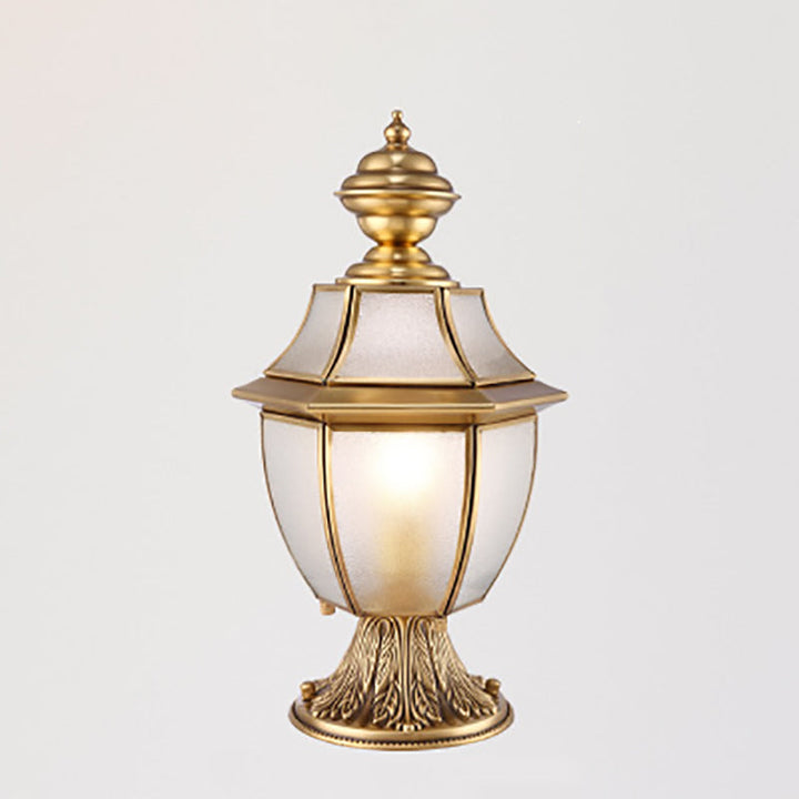 Moderne skandinavisk heksagonal klokke glass messing 1-lys utendørslampe for uteplass | Skanto