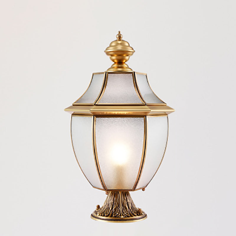 Moderne skandinavisk heksagonal klokke glass messing 1-lys utendørslampe for uteplass | Skanto