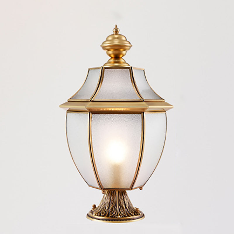 Moderne skandinavisk heksagonal klokke glass messing 1-lys utendørslampe for uteplass | Skanto