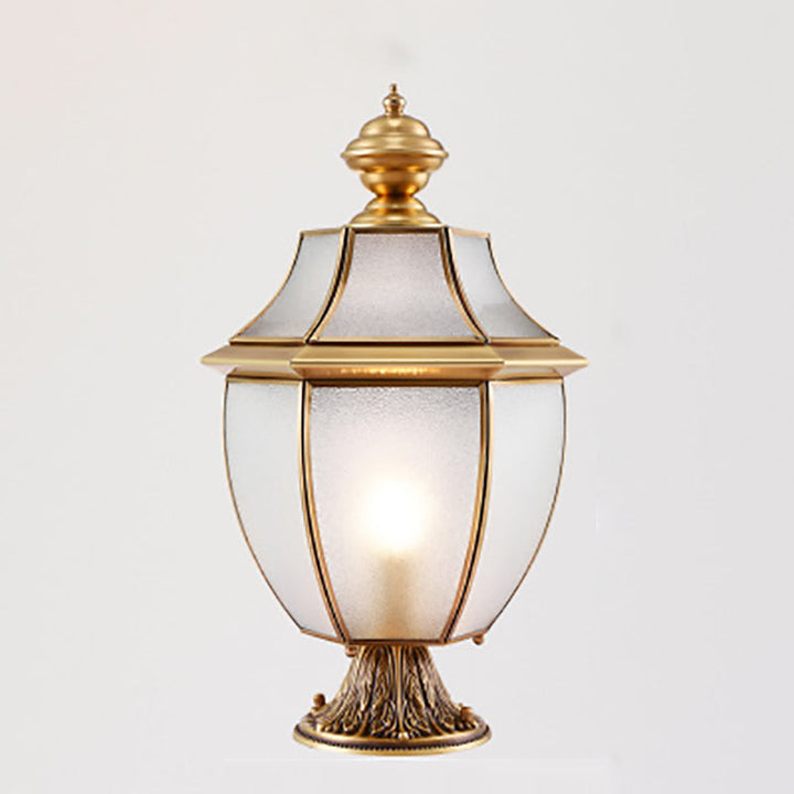 Moderne skandinavisk heksagonal klokke glass messing 1-lys utendørslampe for uteplass | Skanto
