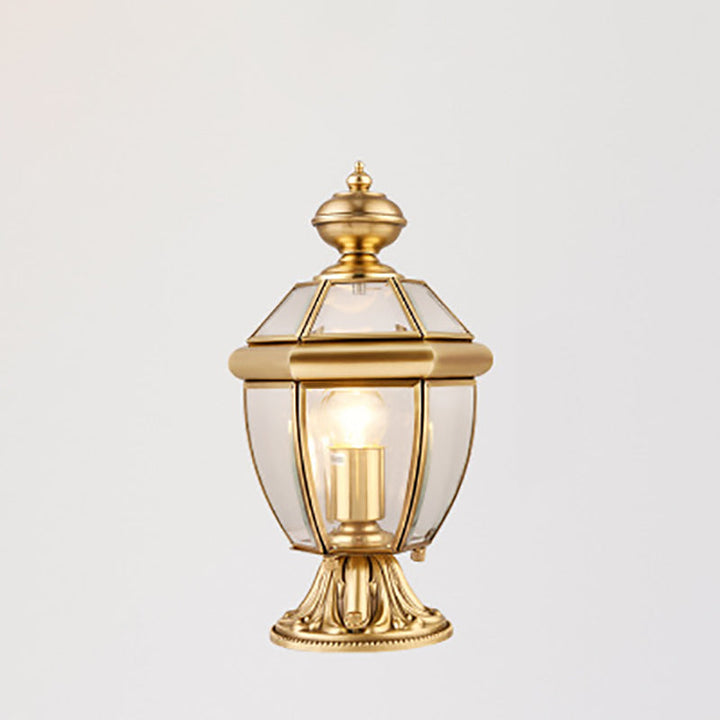 Moderne Luksus Hexagonal Klokke Rund Glass Messing 1-Lys Utendørs Lys For Hage | Skanto