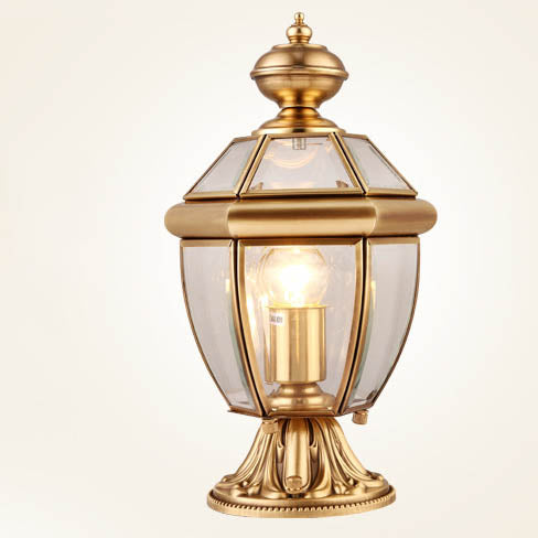 Moderne Luksus Hexagonal Klokke Rund Glass Messing 1-Lys Utendørs Lys For Hage | Skanto