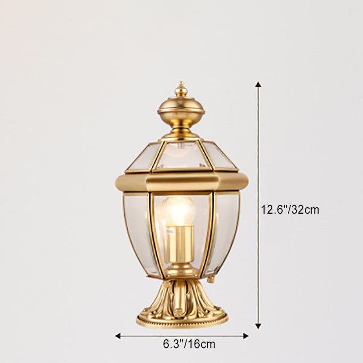 Moderne Luksus Hexagonal Klokke Rund Glass Messing 1-Lys Utendørs Lys For Hage | Skanto