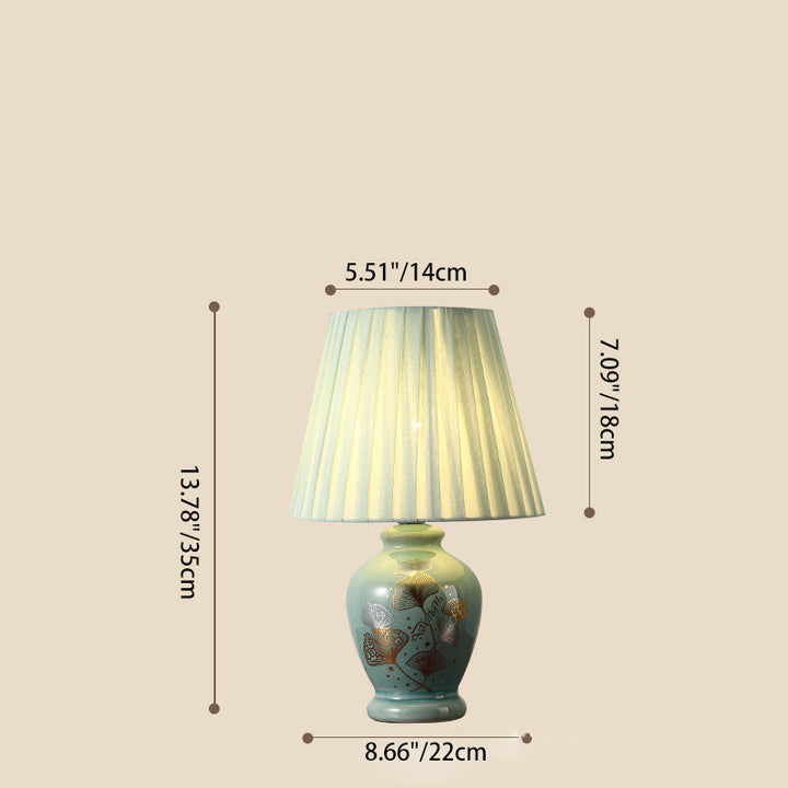 Skanto | Tradisjonelt kinesisk blomsterdesign rund vifte stoff keramikk 1-lys bordlampe til stuen