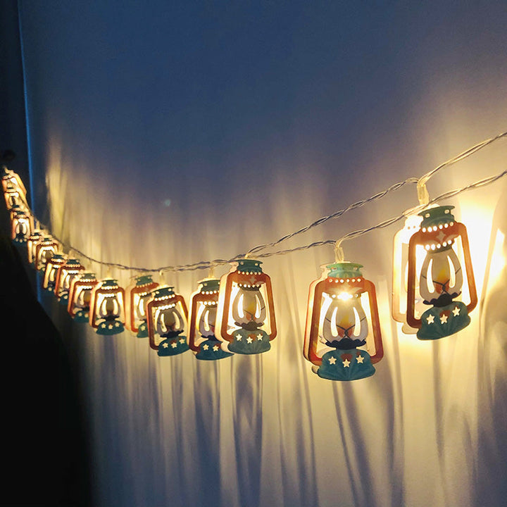 Skanto | Moderne Boho Jern Lantern Tåreformet Stjerne LED Lyskæde Udendørs Belysning Til Have