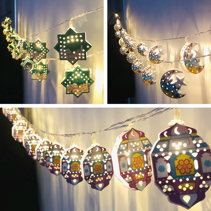 Skanto | Moderne Boho Jern Lantern Tåreformet Stjerne LED Lyskæde Udendørs Belysning Til Have