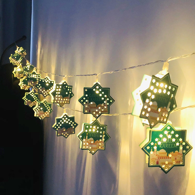 Skanto | Moderne Boho Jern Lantern Tåreformet Stjerne LED Lyskæde Udendørs Belysning Til Have