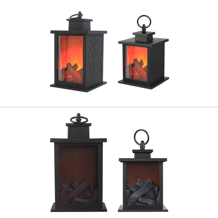 Skanto | Contemporary Retro ABS Simulert Flamme Peis Rundt Batteri Rektangulær LED Bordlampe For Stue