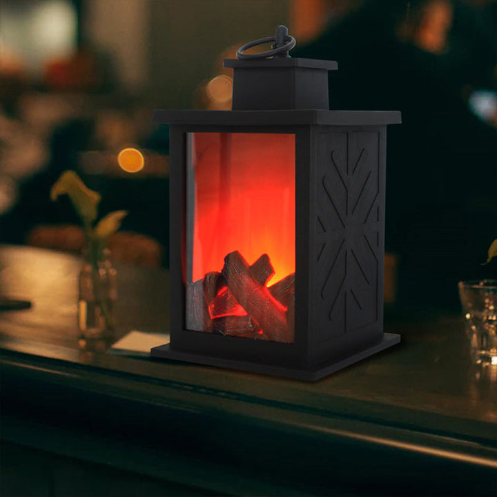 Skanto | Contemporary Retro ABS Simulert Flamme Peis Rundt Batteri Rektangulær LED Bordlampe For Stue