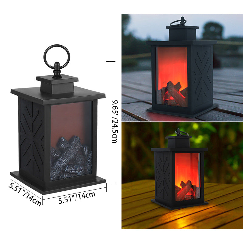 Skanto | Contemporary Retro ABS Simulert Flamme Peis Rundt Batteri Rektangulær LED Bordlampe For Stue