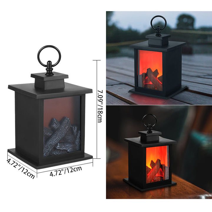 Skanto | Contemporary Retro ABS Simulert Flamme Peis Rundt Batteri Rektangulær LED Bordlampe For Stue