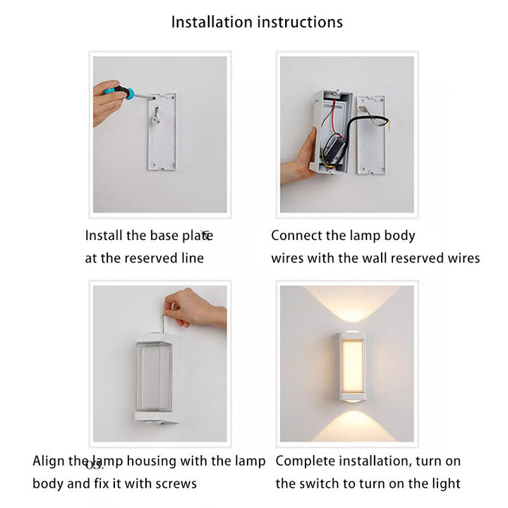 Moderne Enkelhet Vanntett Aluminium PC Sylinder Kuboid LED Vegglampe For Utendørs Patio | Skanto