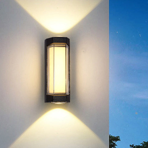 Moderne Enkelhet Vanntett Aluminium PC Sylinder Kuboid LED Vegglampe For Utendørs Patio | Skanto