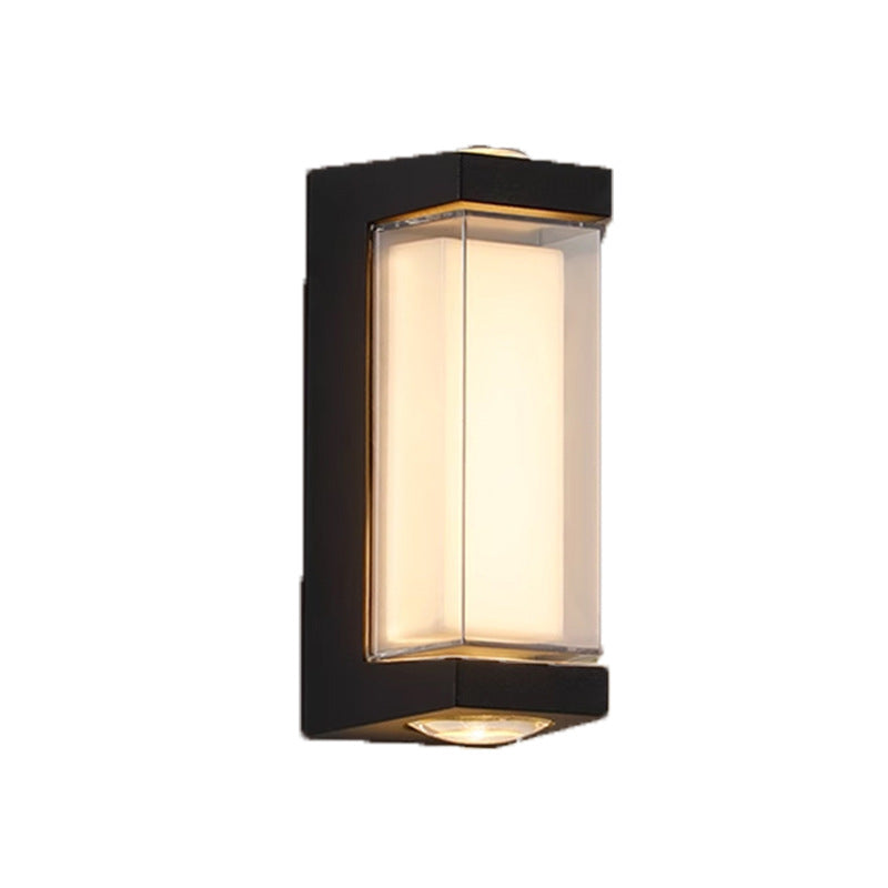 Moderne Enkelhet Vanntett Aluminium PC Sylinder Kuboid LED Vegglampe For Utendørs Patio | Skanto