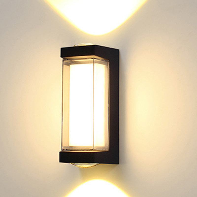 Moderne Enkelhet Vanntett Aluminium PC Sylinder Kuboid LED Vegglampe For Utendørs Patio | Skanto