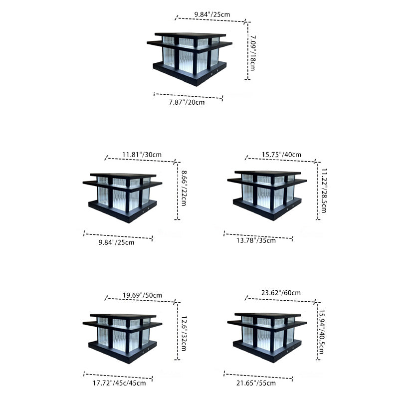 Moderne Minimalistisk Solvannsikker Firkantet Sylinder Aluminiumlegering Glass LED Landskapsbelysning Utendørs Lys For Utendørs Patio | Skanto