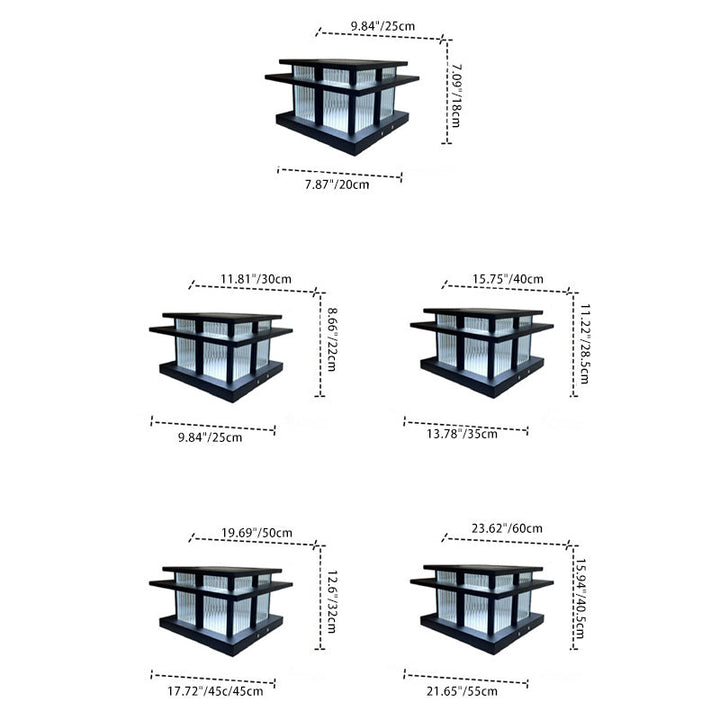 Moderne Minimalistisk Solvannsikker Firkantet Sylinder Aluminiumlegering Glass LED Landskapsbelysning Utendørs Lys For Utendørs Patio | Skanto