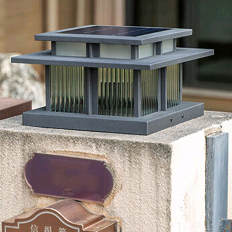 Moderne Minimalistisk Solvannsikker Firkantet Sylinder Aluminiumlegering Glass LED Landskapsbelysning Utendørs Lys For Utendørs Patio | Skanto