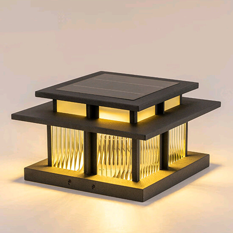 Moderne Minimalistisk Solvannsikker Firkantet Sylinder Aluminiumlegering Glass LED Landskapsbelysning Utendørs Lys For Utendørs Patio | Skanto
