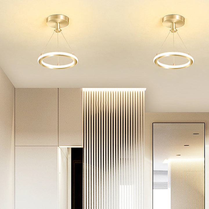 Skanto | Moderne Nordisk Rund Metall Silica LED Semi-Flush Mount Taklampe for Korridor
