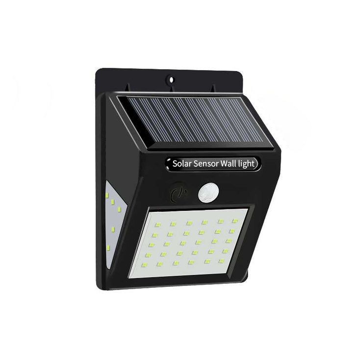 Soldrevet, vanntett, rektangulær LED-vegglampe med bevegelsessensor, laget av ABS, for terrassen