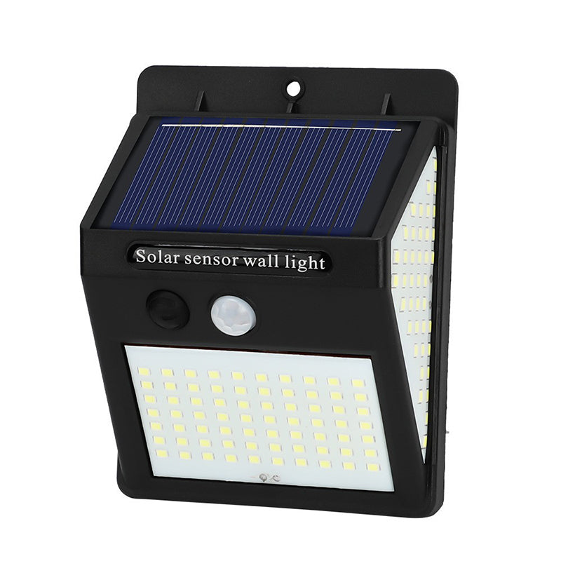 Soldrevet, vanntett, rektangulær LED-vegglampe med bevegelsessensor, laget av ABS, for terrassen