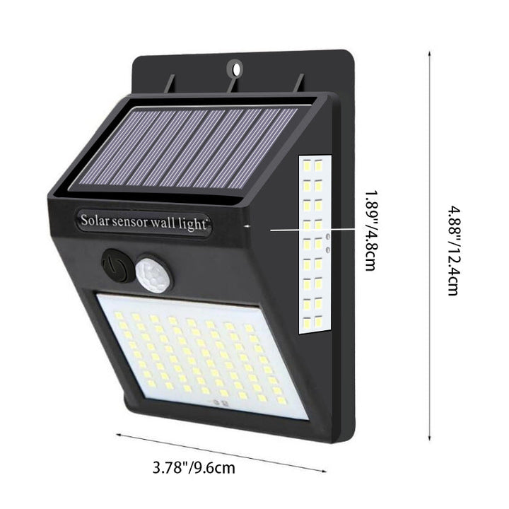 Soldrevet, vanntett, rektangulær LED-vegglampe med bevegelsessensor, laget av ABS, for terrassen
