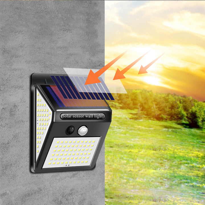 Soldrevet, vanntett, rektangulær LED-vegglampe med bevegelsessensor, laget av ABS, for terrassen