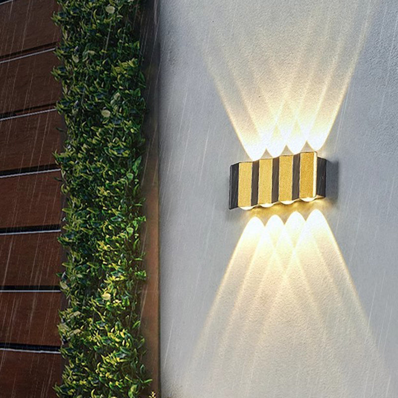 Moderne Enkelhet Vanntett Aluminium Rektangulær Bøyd Opp Og Ned LED Vegglampe For Utendørs Patio | Skanto