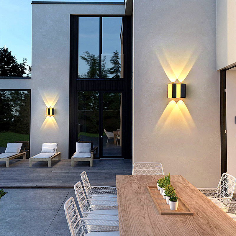 Moderne Enkelhet Vanntett Aluminium Rektangulær Bøyd Opp Og Ned LED Vegglampe For Utendørs Patio | Skanto