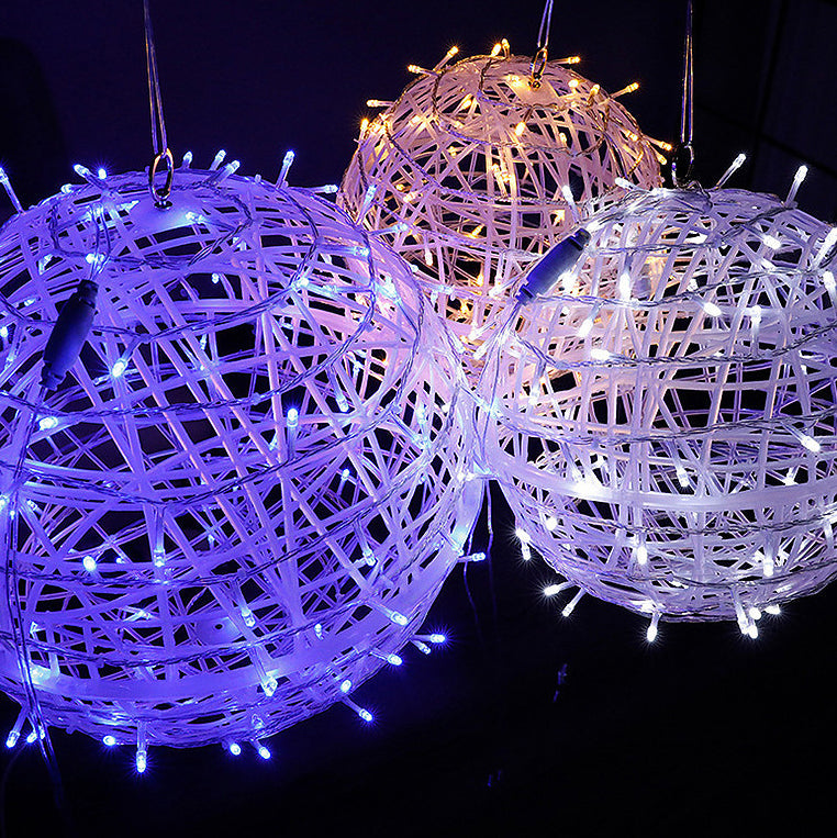 Moderne Art Deco Solvannavstøtende Veving Ball Hengende PVC Plast LED Utendørs Lys Landskapsbelysning For Hage | Skanto