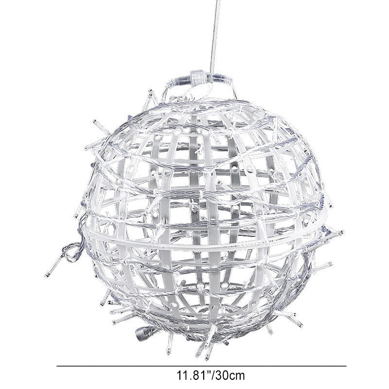 Moderne Art Deco Solvannavstøtende Veving Ball Hengende PVC Plast LED Utendørs Lys Landskapsbelysning For Hage | Skanto