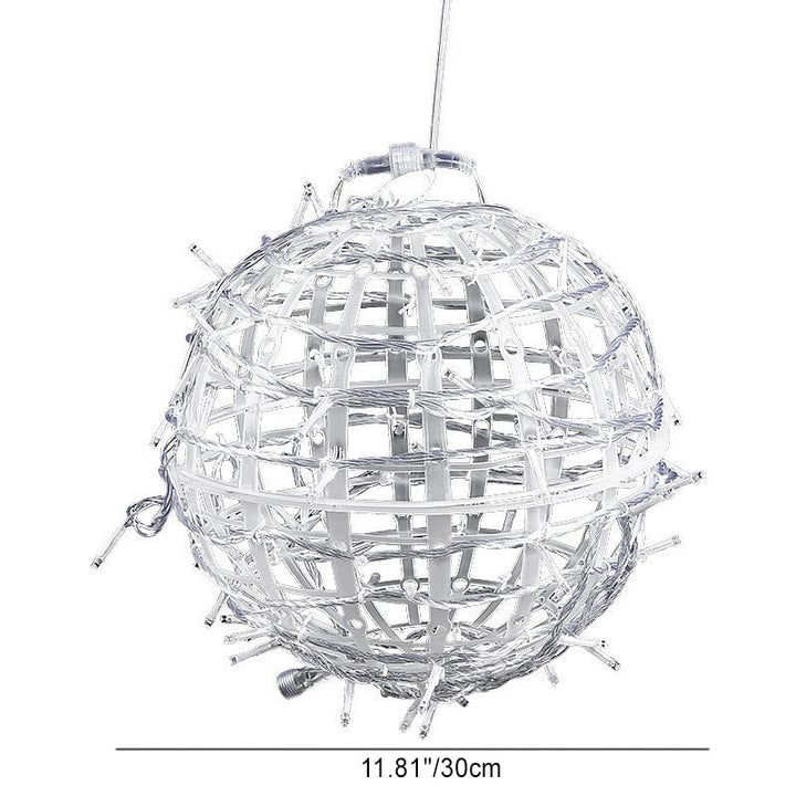 Moderne Art Deco Solvannavstøtende Veving Ball Hengende PVC Plast LED Utendørs Lys Landskapsbelysning For Hage | Skanto