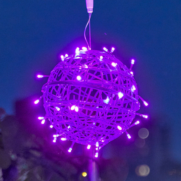 Moderne Art Deco Solvannavstøtende Veving Ball Hengende PVC Plast LED Utendørs Lys Landskapsbelysning For Hage | Skanto