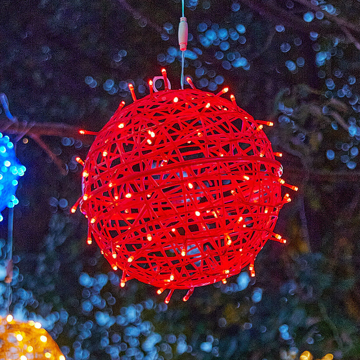 Moderne Art Deco Solvannavstøtende Veving Ball Hengende PVC Plast LED Utendørs Lys Landskapsbelysning For Hage | Skanto