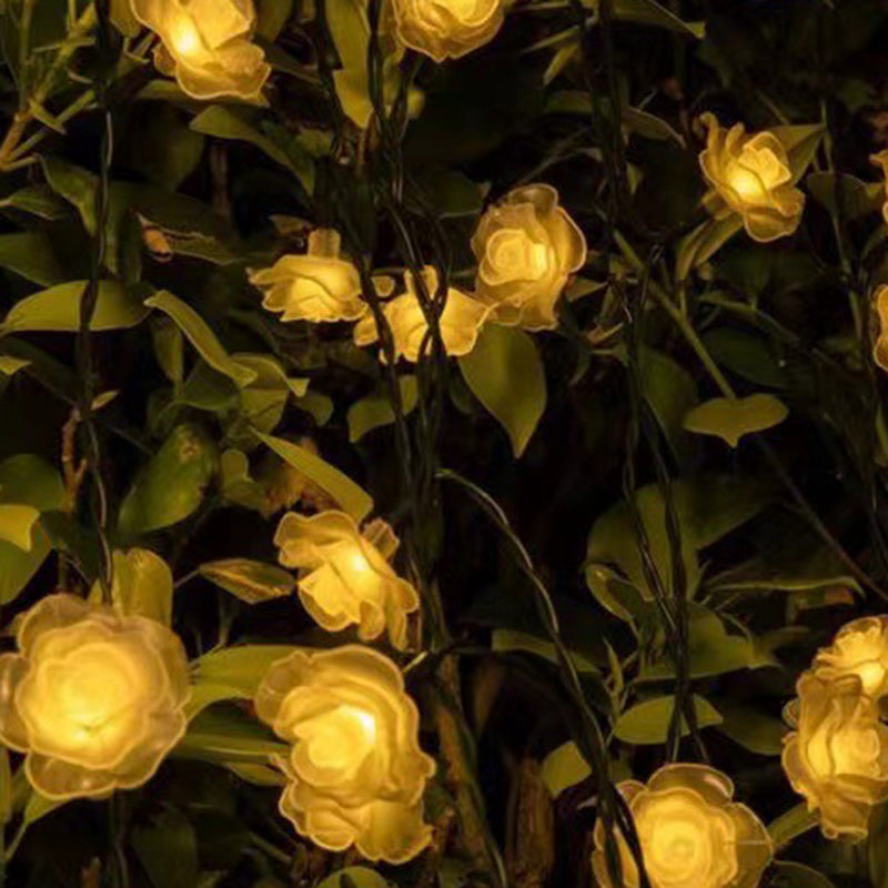 Skanto | Moderne Art Deco Solbatteri Vanntett PVC Rose Romantisk Dekorasjon LED Lyskjede For Hage