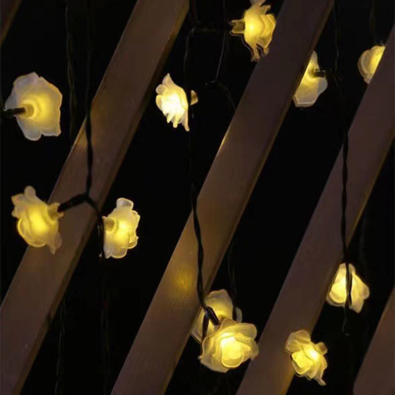 Skanto | Moderne Art Deco Solbatteri Vanntett PVC Rose Romantisk Dekorasjon LED Lyskjede For Hage