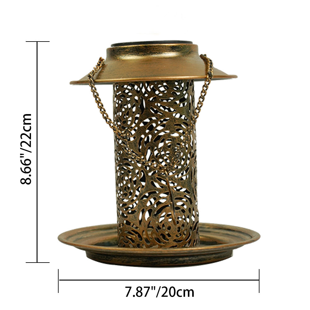 Moderne Retro Solar Vanntett Jern Fuglemater Hengende Uhullet Lantern LED Utendørs Lys Landskapsbelysning For Hage | Skanto