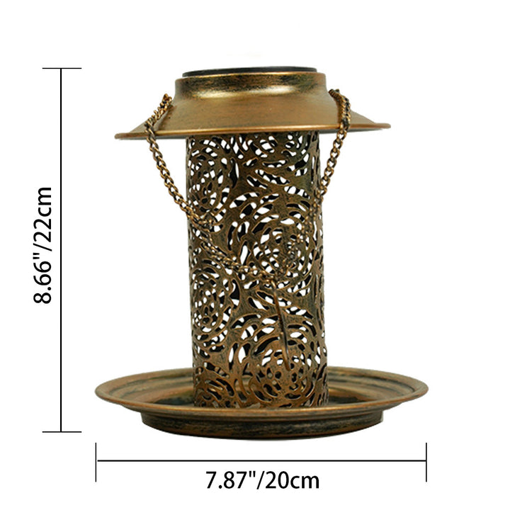 Moderne Retro Solar Vanntett Jern Fuglemater Hengende Uhullet Lantern LED Utendørs Lys Landskapsbelysning For Hage | Skanto