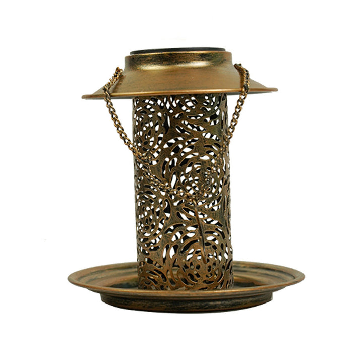 Moderne Retro Solar Vanntett Jern Fuglemater Hengende Uhullet Lantern LED Utendørs Lys Landskapsbelysning For Hage | Skanto