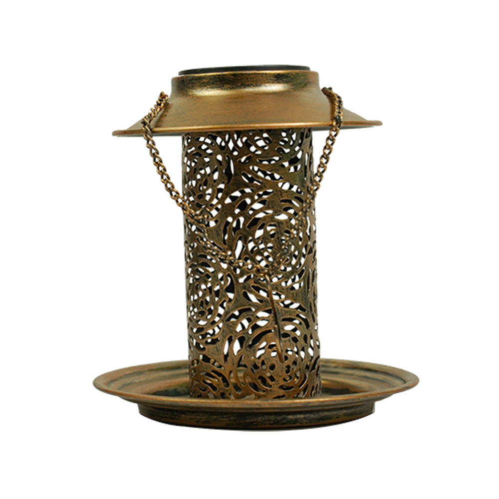 Moderne Retro Solar Vanntett Jern Fuglemater Hengende Uhullet Lantern LED Utendørs Lys Landskapsbelysning For Hage | Skanto