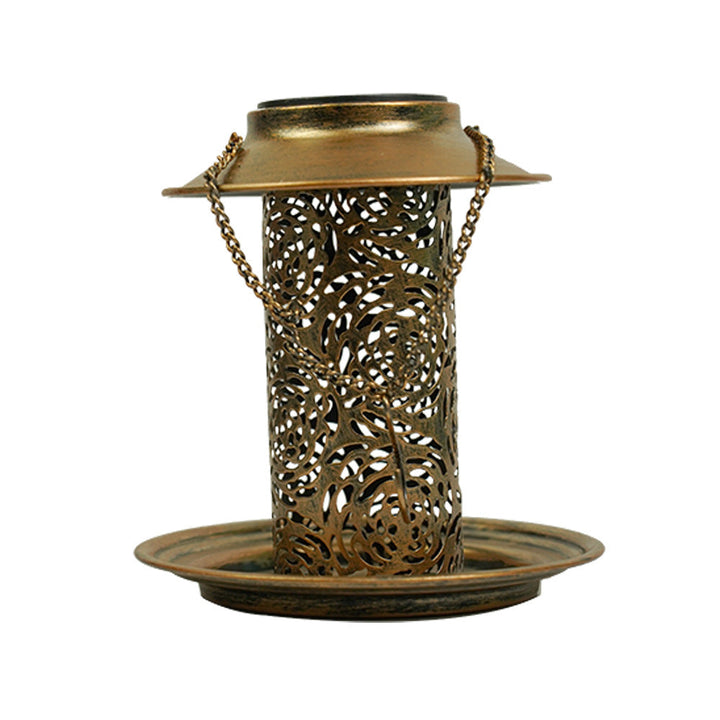 Moderne Retro Solar Vanntett Jern Fuglemater Hengende Uhullet Lantern LED Utendørs Lys Landskapsbelysning For Hage | Skanto