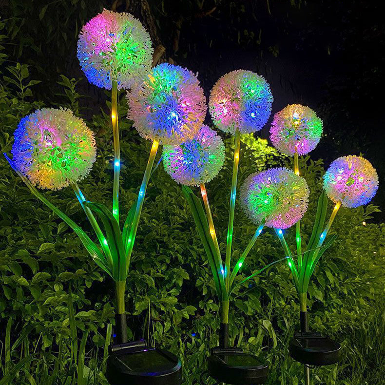 Moderne Art Deco Sol Vannavstøtende Rustfritt Stål ABS Kobbertråd Dandelion Plante Ball Bakke Plugg LED Utendørs Lys Landskapsbelysning For Hage | Skanto
