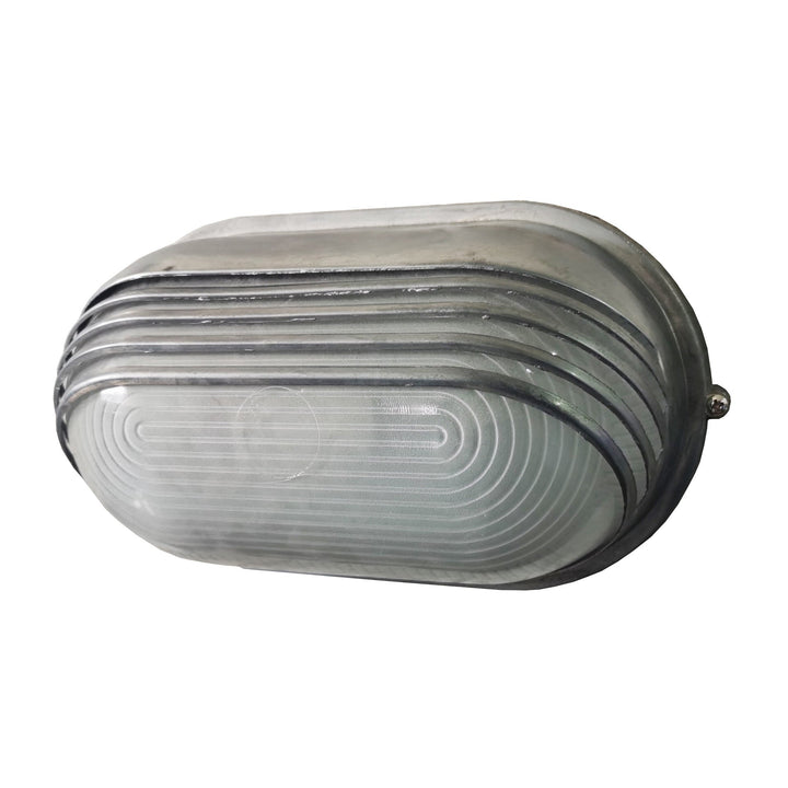 Moderne Industriell Vanntett Aluminiums Glass Frosted Oval Stripet 1-Lys Vegglampe For Utendørs Terrasse | Skanto