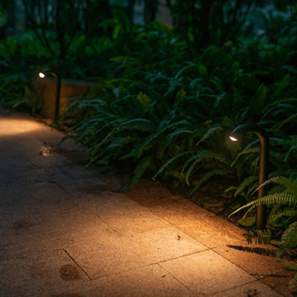 Moderne Industrielle Vanntette Aluminium Forsterket Glass Bøyde Rør LED Utendørs Lys Landskapsbelysning For Hage | Skanto
