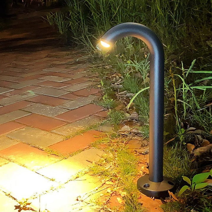 Moderne Industrielle Vanntette Aluminium Forsterket Glass Bøyde Rør LED Utendørs Lys Landskapsbelysning For Hage | Skanto