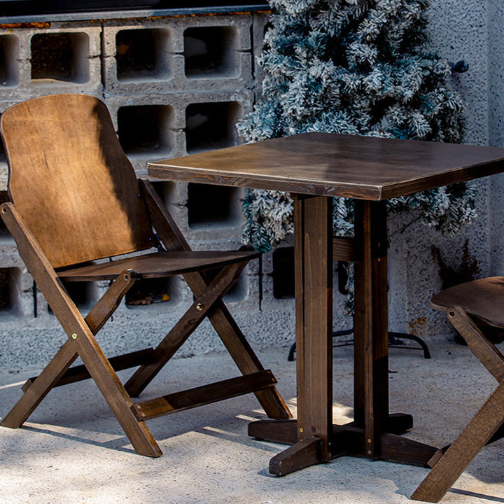 Moderne Retro Massivtre Plywood & Jern Rund Firkantet Kaffebord Og Stolsett For Balkong & Stue | Skanto
