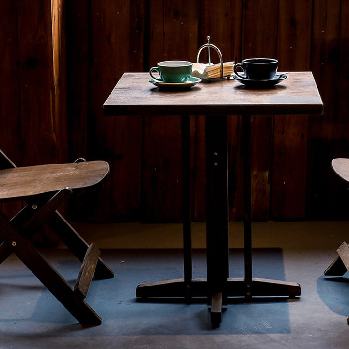 Moderne Retro Massivtre Plywood & Jern Rund Firkantet Kaffebord Og Stolsett For Balkong & Stue | Skanto